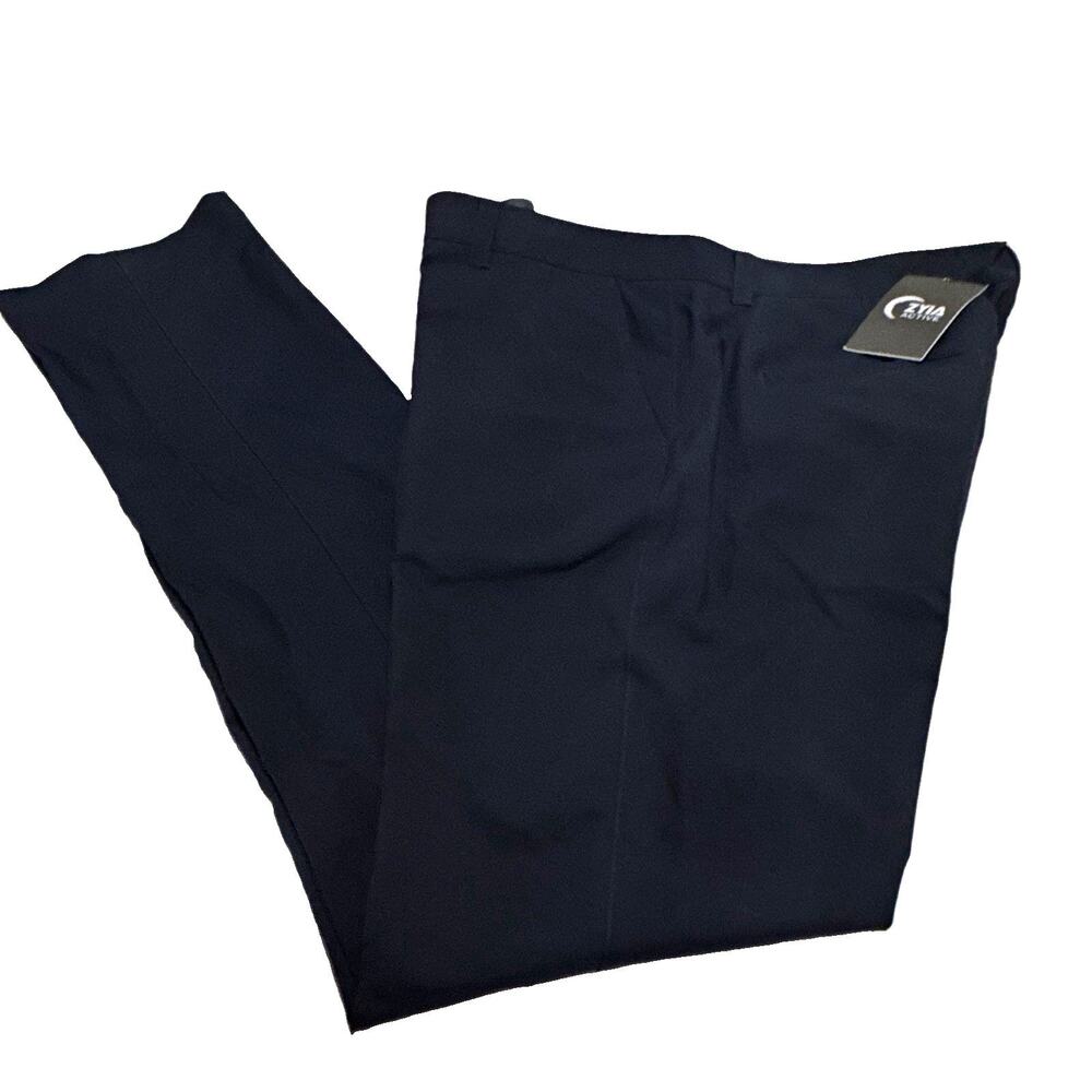 ZYIA Active Men’s Golf Dress Pants slim Navy L Long Polyester Button Closure